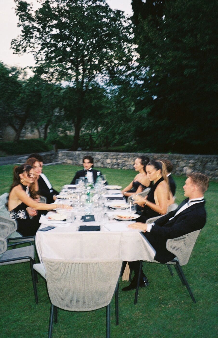 Black tie dinner on a lawn